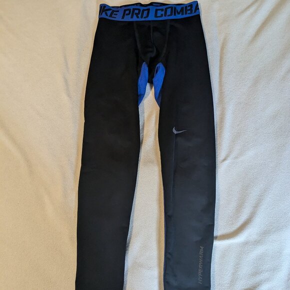 Mens Nike Pro Combat Black/Neon Yellow Hyperwarm Compression Running Tights L - Picture 7 of 11